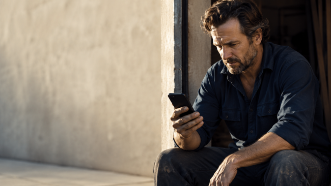 contractor getting more jobs on his phone