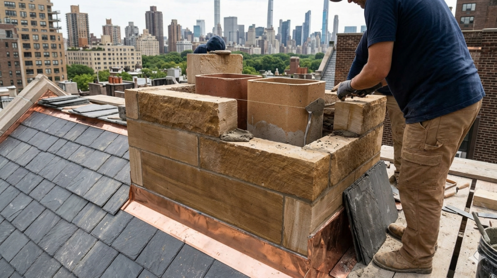 home service lead conversion strategy illustrated with detailed chimney construction and high-end materials