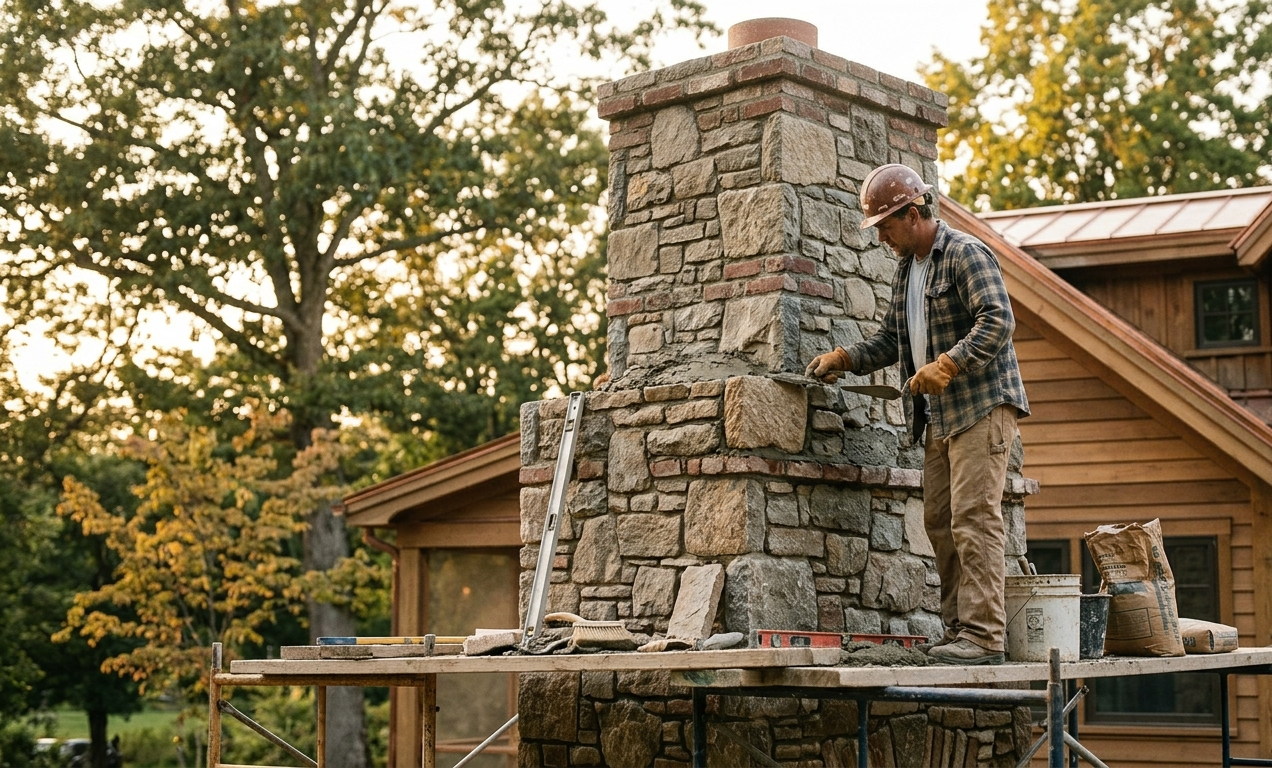 Luxury residential chimney showcasing strong chimney company marketing preparation before winter.