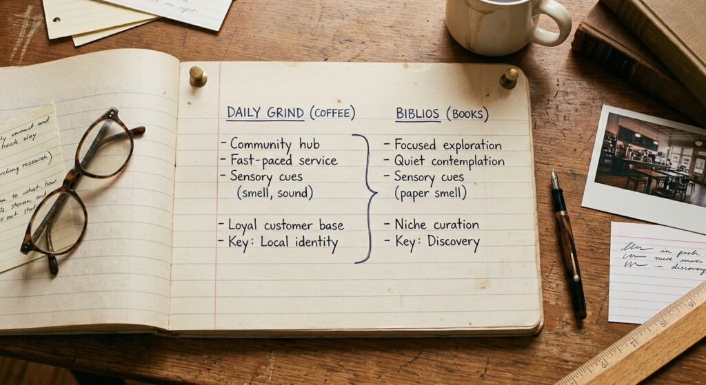Handwritten notebook comparison exploring why does my competitor rank higher on Google for a salon in local search.